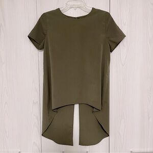 Moss Green High-Low Blouse with Tails